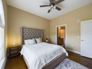 Apartments in Baton Rouge - Two Bedroom Apartment - Cameron - Bedroom and View to Bathroom  